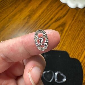 Silver Crystal Logo Nail Charms